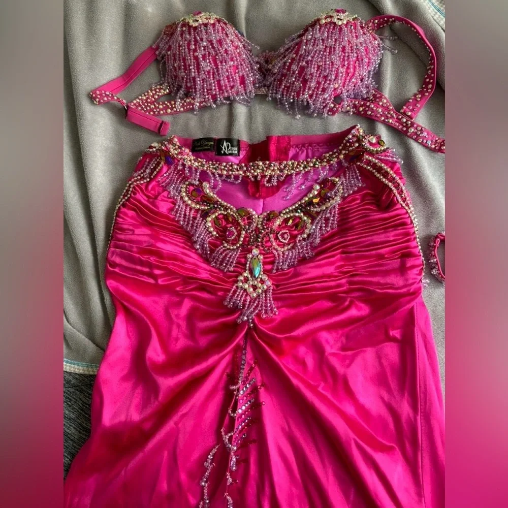 Vibrant Pink Belly Dance Costume - Picture 3 of 7